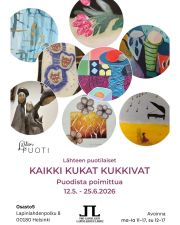 🌷Kevät kutsuu Lapinlahden Lähteelle, jossa on esillä mielikuvituksellisia, dokumentaarisia ja luontoaiheisia näyttelyitä. Näyttelyt ovat esillä Käytävägalleriassa ja sen välitilassa, Osasto5:ssä, Aleksis Kiven käytävällä ja Venetsia-talossa sijaitsevassa Galleria Kirjossa. HUOM! Autismisäätiön kevätnäyttely "Mielikuvituksen voima ja vapaus "on esillä 17.5. asti.
Lämpimästi tervetuloa inspiroitumaan💛
NÄYTTELYT:
Lähteen Puotilaiset: Kaikki kukat kukkivat
12.5.-25.6.
Osasto5, 1.krs
Avoinna ma–la klo 11–17, su klo 12–17
Lähteen puotilaisten näyttely kokoaa yhteen paikallisten taiteilijoiden ja käsityöläisten uniikkeja teoksia monista eri tekniikoista ja materiaaleista. Näyttelyssä nähdään muun muassa maalauksia, grafiikkaa, keramiikkaa, tekstiilitaidetta ja kiehtovia sekatekniikoita – mukana myös kekseliäästi hyödynnettyjä kierrätysmateriaaleja.
Autismisäätiön kevätnäyttely: Mielikuvituksen voima ja vapaus
5.3.-17.5.
Venetsia-talo
Avoinna la–su klo 12–16
Autismisäätiön näyttely vie mielikuvitusmaailmaan. Piirustukset, maalaukset ja veistokset tuovat näkyväksi mielikuvituksen voiman, taidon ja tahdon luoda uutta.
Marika Manu
PAINAVAT SANAT –runonäyttely
5.5.–31.5.2026
Käytävägalleria Välitila
Painavat sanat –runonäyttely on sanoja tuskasta, nuoren mielen voimattomuudesta, yksinäisyydestä ja ihmisyyden ihmettelystä. Runoja pilvisistä päivistä ja harson läpi virtaavasta valosta.
Reeta Cagnani: Korjaava katse
10.4.-28.5.
Aleksis Kiven käytävä, 2.krs
Avoinna ma–la klo 11–17, su klo 12–17
Lapinlahdessa esillä olevien Voimaeläinten (karhu, kurki, orava, merikotka) sekä Afrikan eläinten katseista voit ammentaa samaa – turvaa, rauhaa tai voimaa. Ota vastaan se, mitä tänään tarvitset.
SAAVUTETTAVUUS
Lapinlahden päärakennuksen 1. kerrokseen on esteetön kulku Ruoholahden puoleisen sivuoven rampin kautta. Tarvittaessa työntekijät auttavat sinua mielellään💚