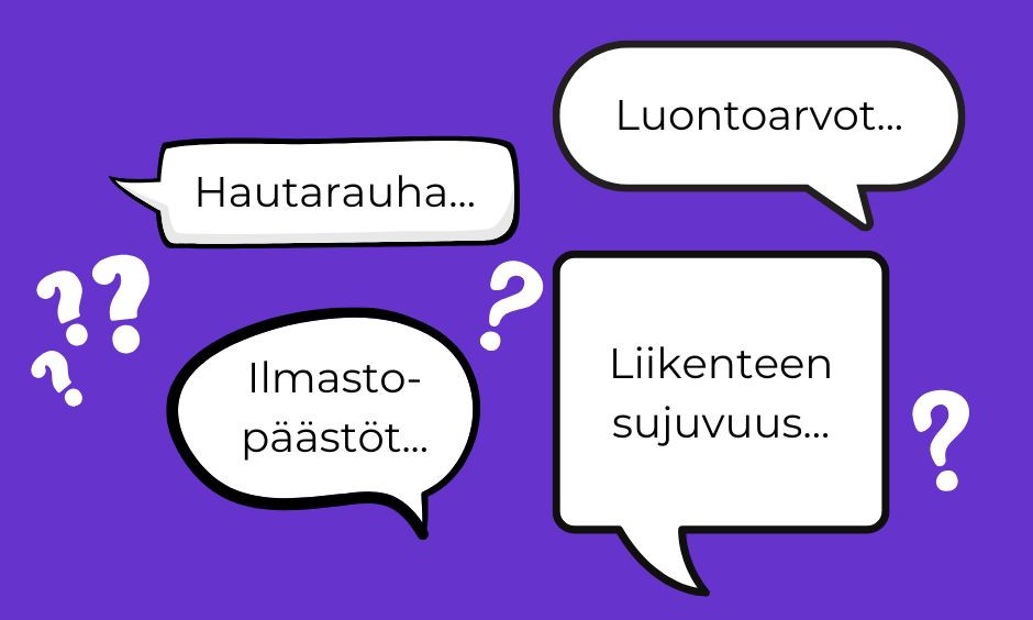 Puhekuplia violetilla pohjalla